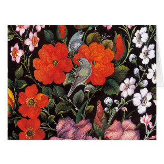 Birds in red flowers elegant Eastern art Cards