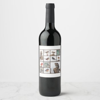 Birds In Snow Collection Wine Label by PixLifeBirds at Zazzle