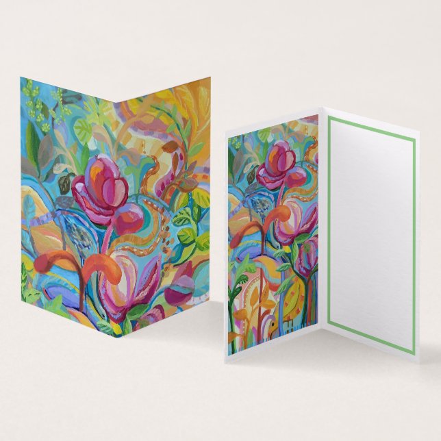 Birds in the flower garden Card (Inside and Outside)