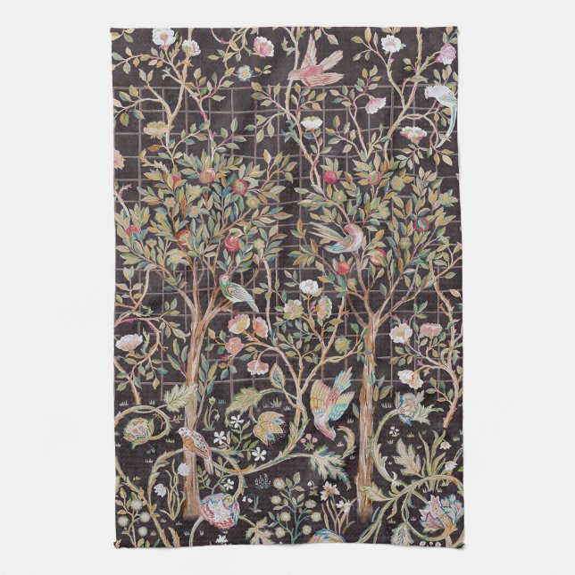 Birds in The Flower Garden, William Morris Kitchen Towel (Vertical)