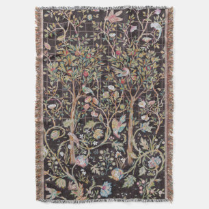 Birds in The Flower Garden, William Morris Throw Blanket
