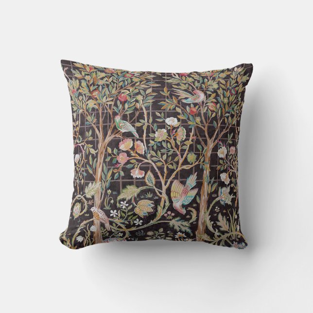 Birds in The Flower Garden, William Morris Throw Pillow (Front)