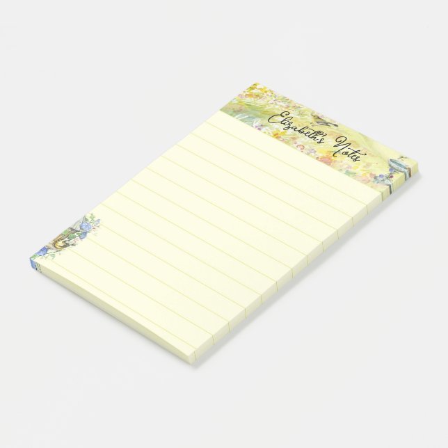 Birds in the garden personalized post-it notes (Angled)