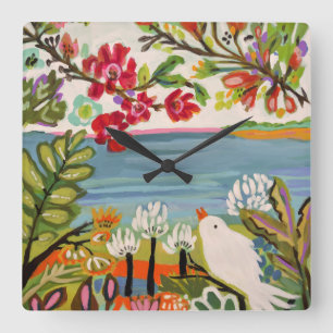 Birds in the Garden Square Wall Clock