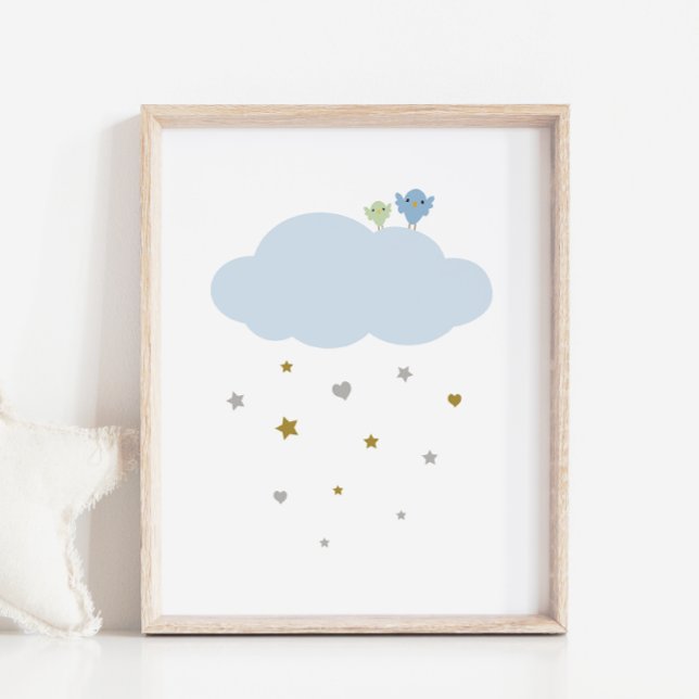 Birds in the Sky Cloud & Stars Nursery Art Poster (Creator Uploaded)
