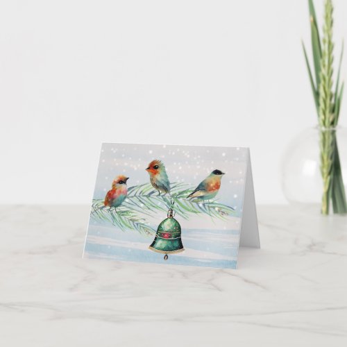 Birds in the Snow on a Branch Card