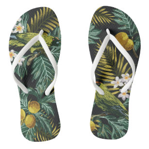 Birds In The Tropical Night Forest Flip Flops