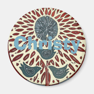 Birds In Tree Abstract,add names or text Magnet