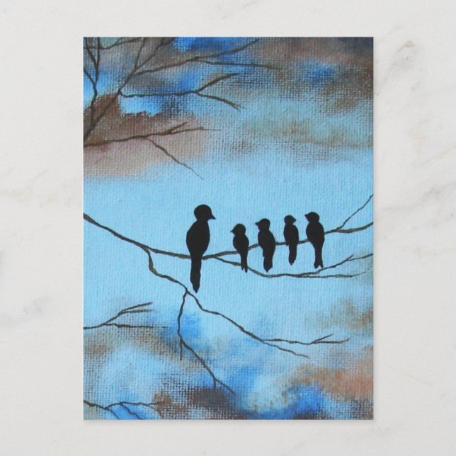 Birds In Tree In Sky Mother's Day Abstract Art Postcard (Front)