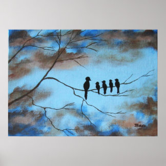Birds In Tree In Sky Mother's Day Abstract Art Poster