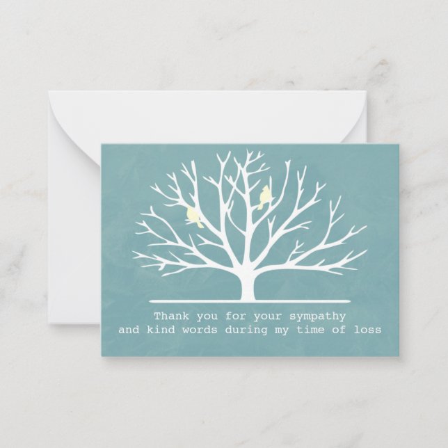 Birds In Tree Silhouette Thank You Card (Front)