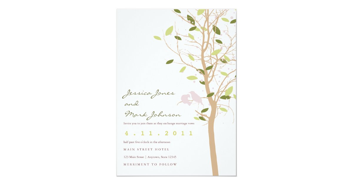 Birds in Tree with Leaves Card | Zazzle