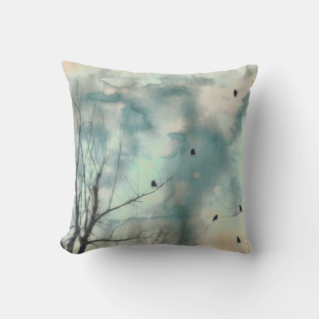 Birds In Trees Throw Pillow (Front)