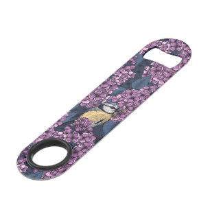 Birds in violet lilac garden bar key