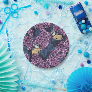 Birds in violet lilac garden paper plates