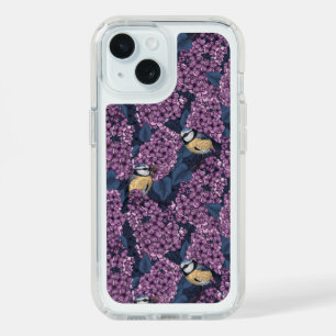 Birds in violet lilac garden iPhone 15 case