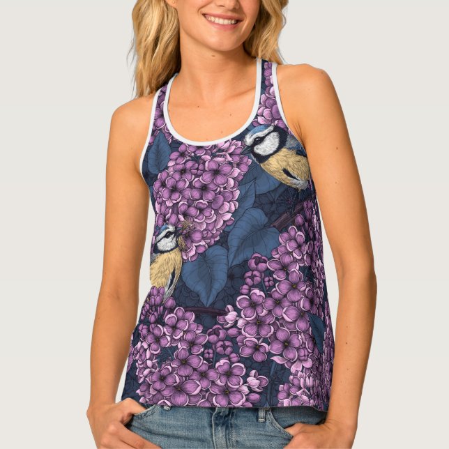 Birds in violet lilac garden tank top (Front)
