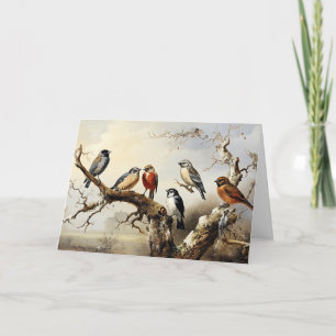 Birds in Winter Letterpress Thank You Card