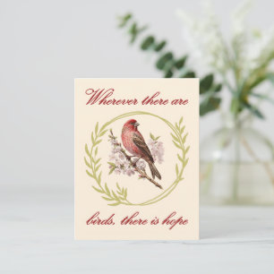 Birds Inspirational Quote, Bird Floral Wreath Holiday Card