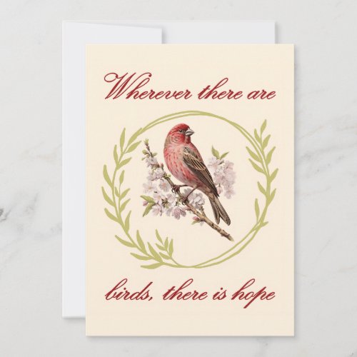 Birds Inspirational Quote Bird Floral Wreath Thank You Card