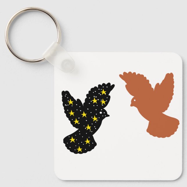 Birds Keychain – Twin Soar Minimal Silhouette (Front)