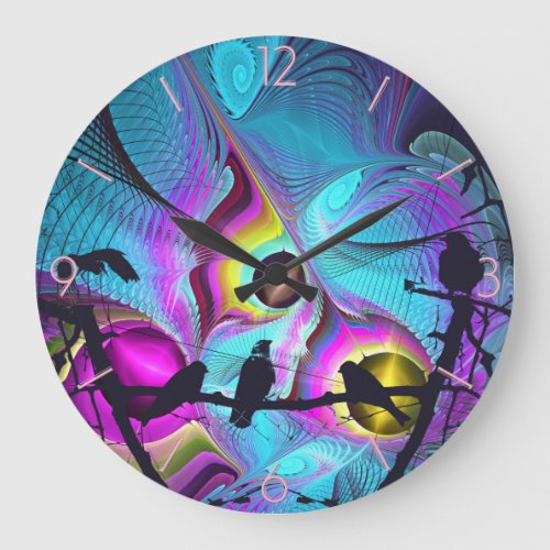 Birds Kingdom artistic mixed media Wall clock