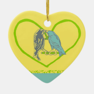 Birds Kissing Heart Vine In Beak Heart Ornament