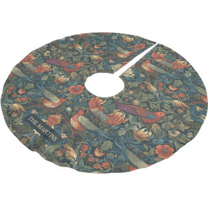 Birds Leaves Floral Vintage William Morris Pattern Brushed Polyester Tree Skirt