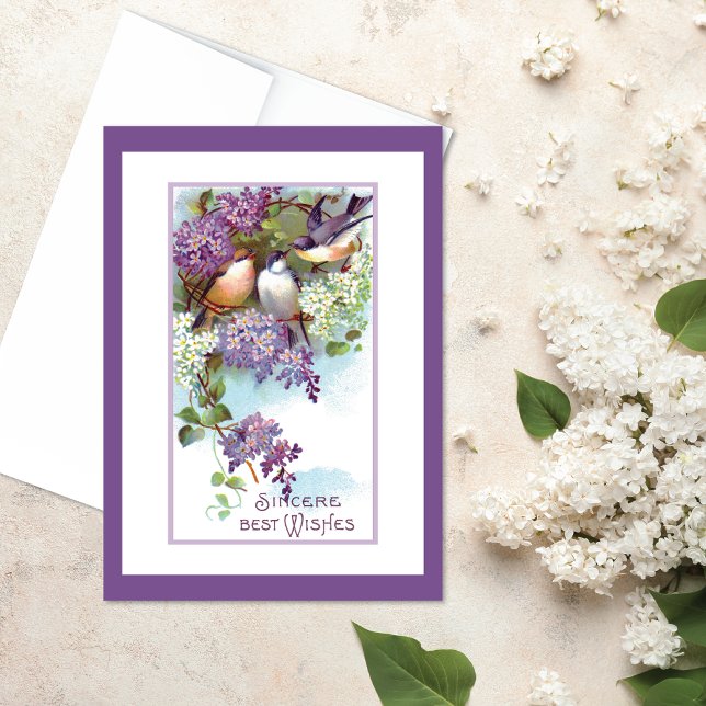 Birds Lilacs Vintage Birthday Card (Creator Uploaded)