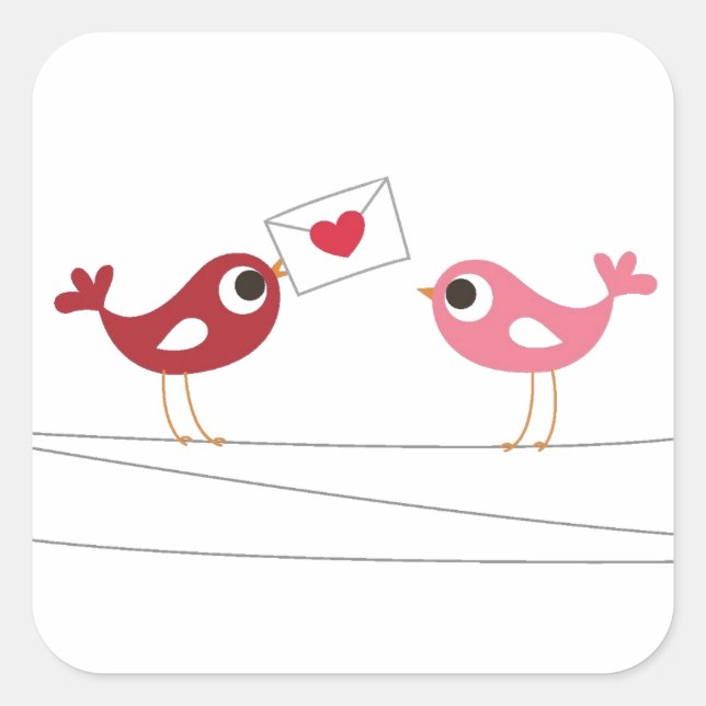 Birds Love Card Square Sticker (Front)