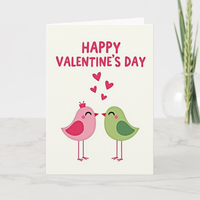 Birds Love Valentines Day Card (Front)