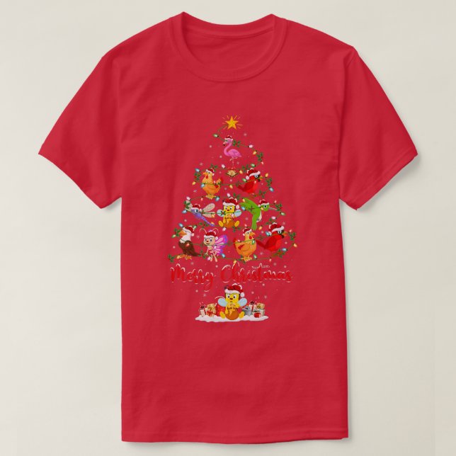 Birds Lover Xmas Matching Santa Hat Birds Christma T-Shirt (Design Front)