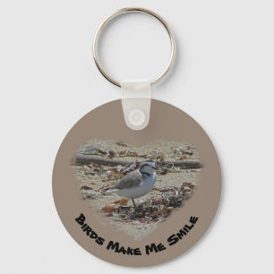 Birds Make Me Smile Snowy Plover Photo Coast Bird Keychain