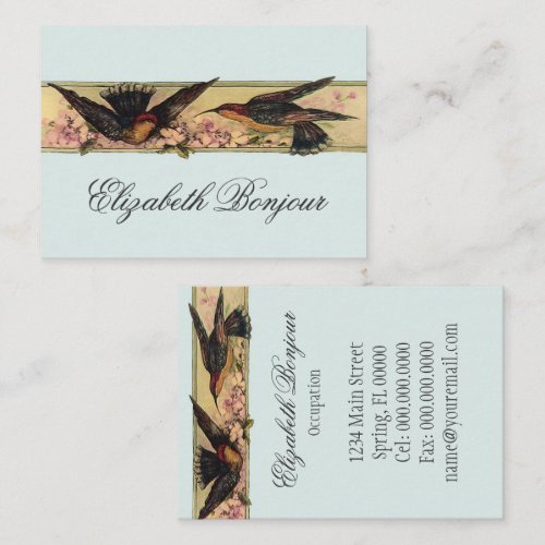 Birds Meeting ~ Business Cards Spring Flowers