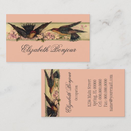 Customizable Birds Meeting ~ Business Cards Spring Flowers