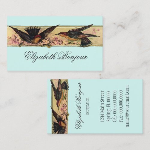 Birds Meeting ~ Business Cards Spring Flowers