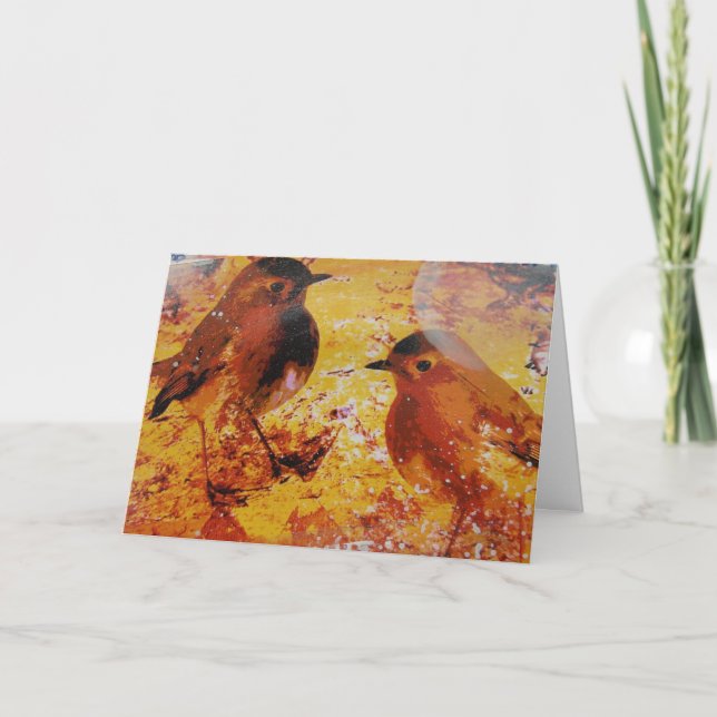 Birds Mixed Media Birthday Card (Front)