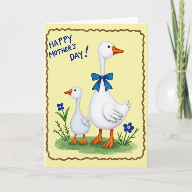 Birds Mothers Day Illustration Card (Front)