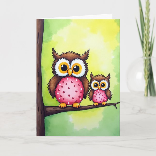 Birds Mothers Day Love Illustration Card (Front)