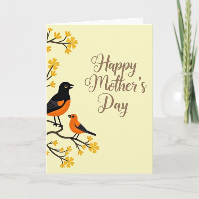 Birds Mothers Day Message Card (Front)