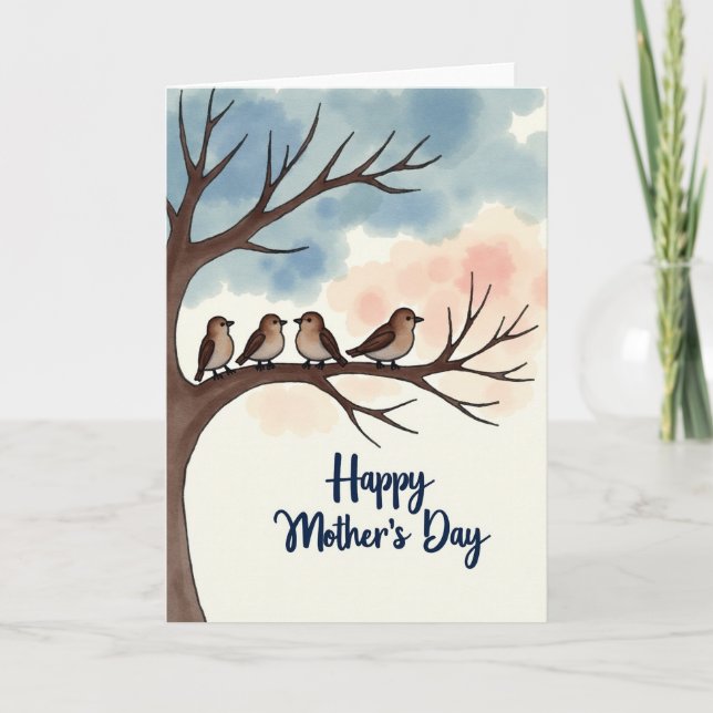 Birds Mothers Day Scene Art Card (Front)