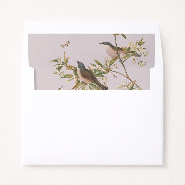 Birds nad leaves, romantic pink  envelope liner (Creator Uploaded)