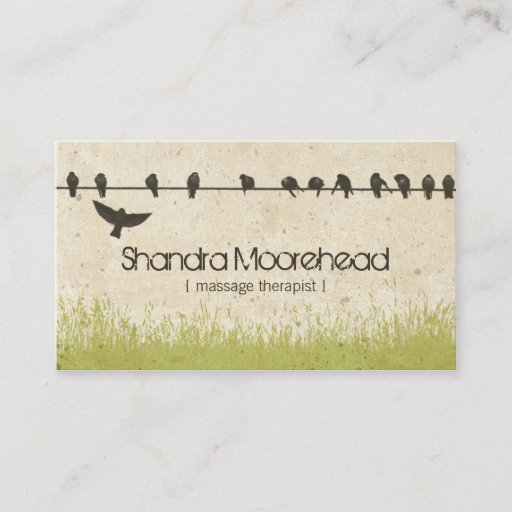 Customizable Birds Natural Massage Therapist Business Card