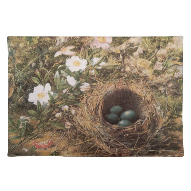 Bird's Nest and Dog Roses by John William Hill Cloth Placemat (Front)