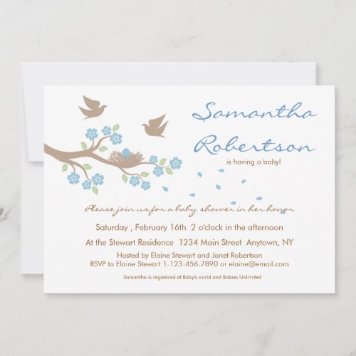 Birds Nest Baby Shower Invitation