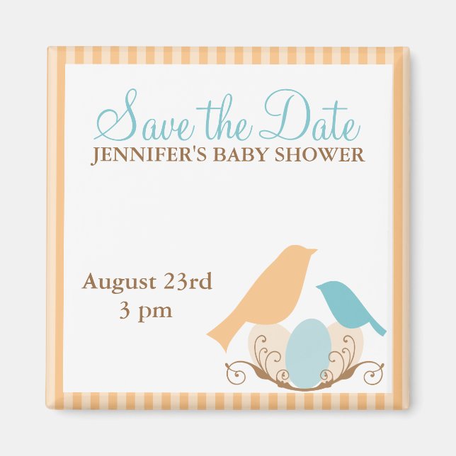 Birds Nest Baby Shower Save the Date magnets (Front)