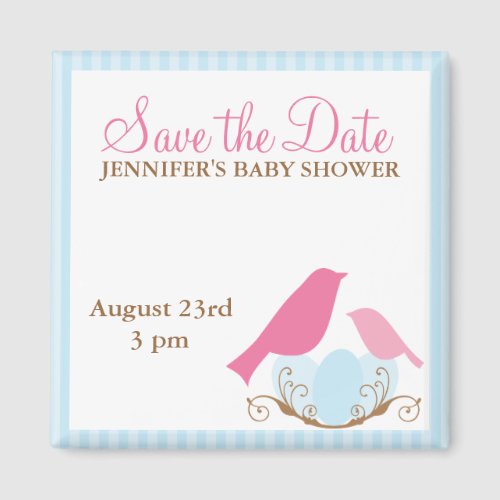 Birds Nest Baby Shower Save the Date magnets