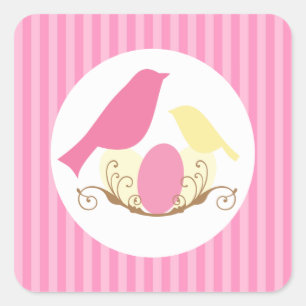 Birds Nest Baby Shower Square Sticker