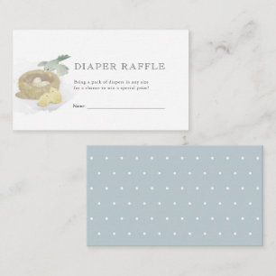 Bird's Nest Blue Baby Shower Diaper Raffle Ticket Enclosure Card