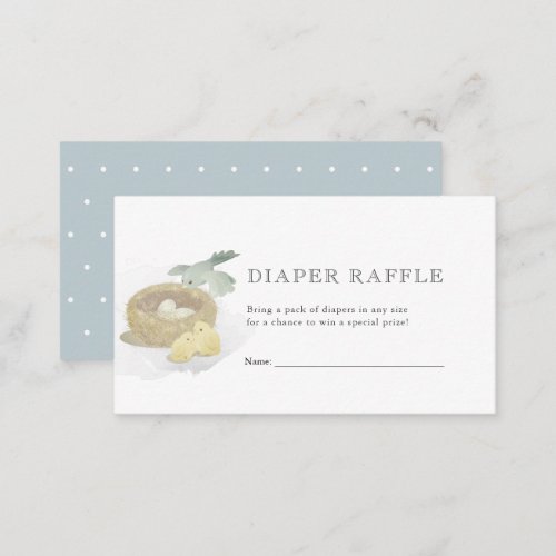 Birds Nest Blue Baby Shower Diaper Raffle Ticket Enclosure Card